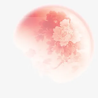 中秋佳节花纹红月亮免抠
