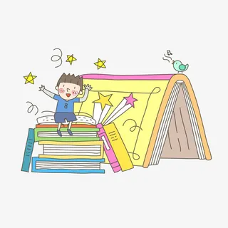 卡通小孩书本免抠