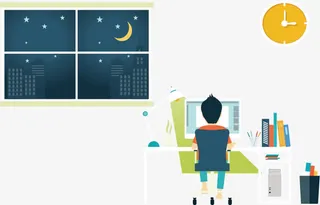矢量熬夜加班场景免抠