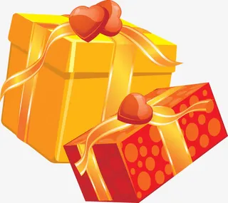 黄红色礼盒爱心装饰免抠