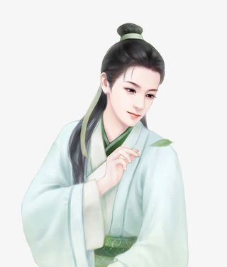 白衣黑发男子古风立绘免抠