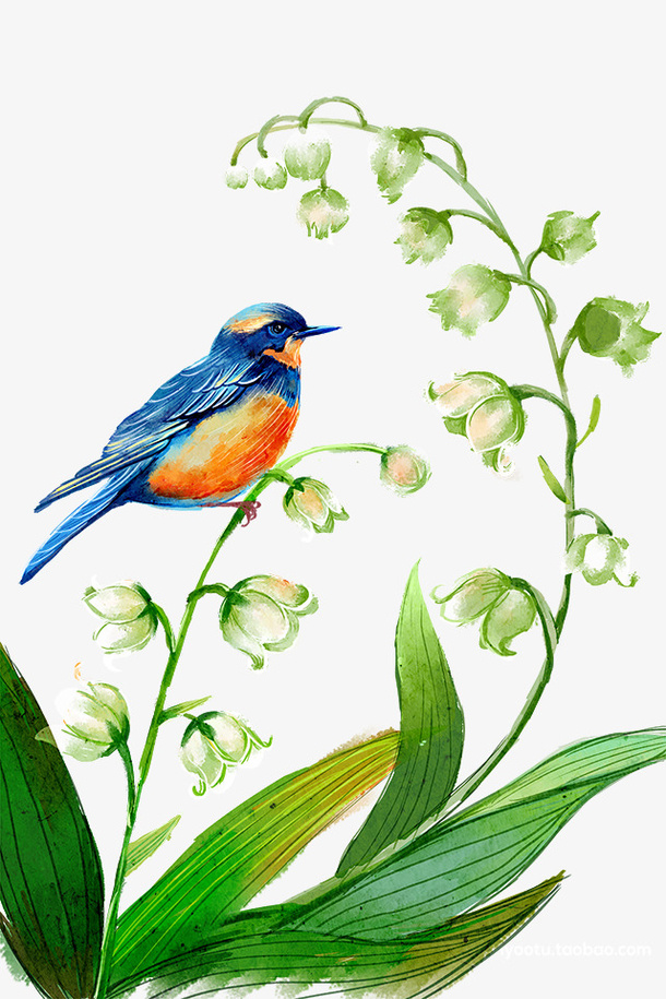 国风水墨手绘花鸟免抠免抠