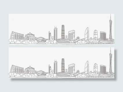 羊城八景素描免抠