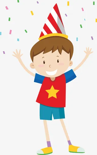 高兴小男孩人物插画免抠