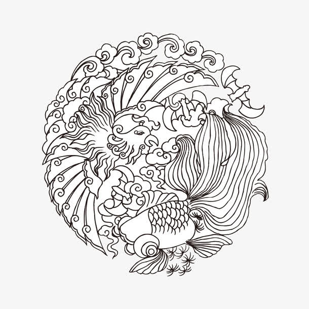 中国风花纹底纹矢量素材免抠