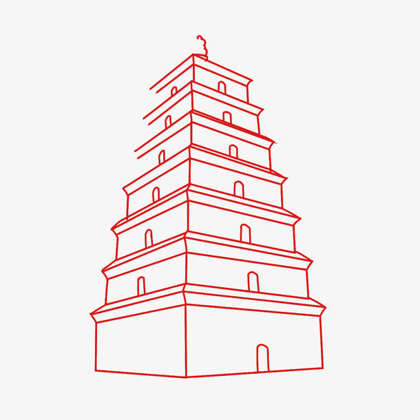 名胜古迹线描免抠