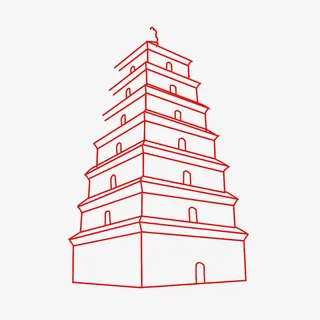 名胜古迹线描免抠