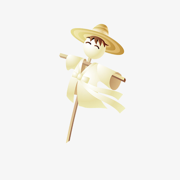 田野间的稻草人卡通插图免抠