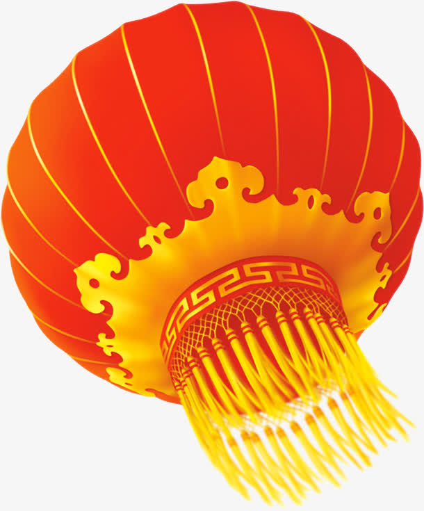 手绘元旦红色灯笼装饰免抠