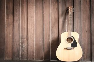 吉他木板墙小清新背景免抠
