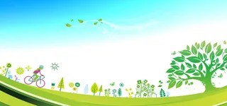 春天卡通绿色海报背景高清