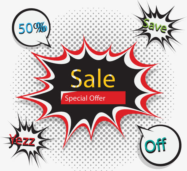 黑色几何图形快速促销海报设计素免抠