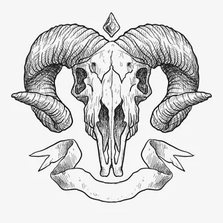 矢量手绘羊头免抠