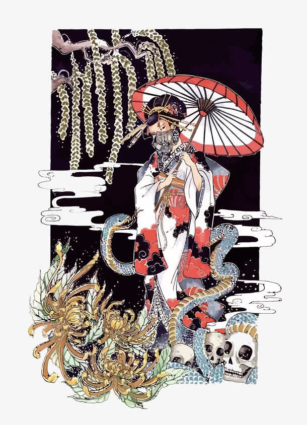 矢量和风艺妓免抠