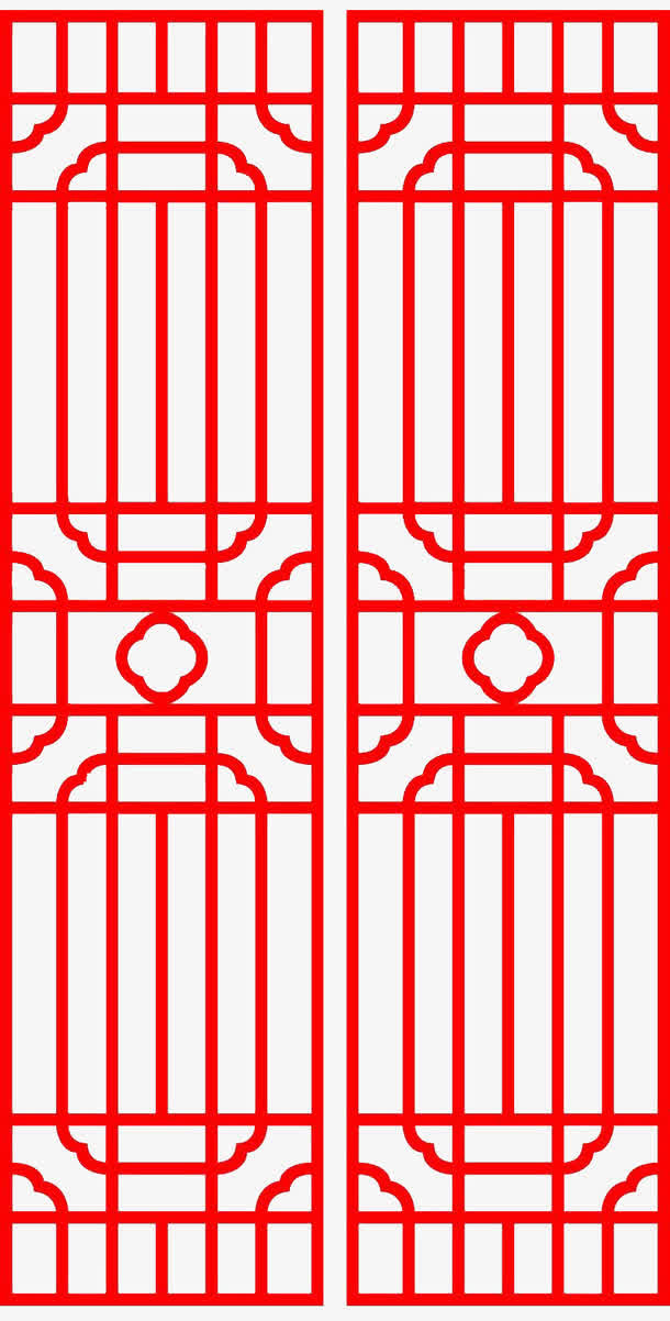 中国风中国红方框图案免抠