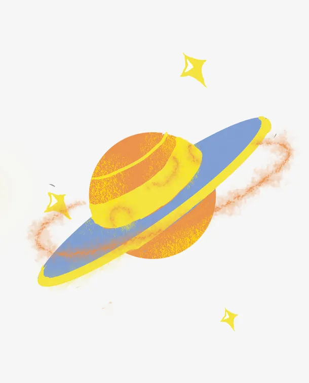 黄色卡通手绘星球梦幻免抠