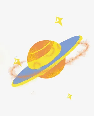 黄色卡通手绘星球梦幻免抠
