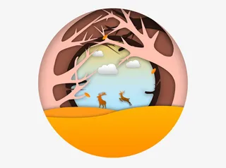 镂空徽章麋鹿免抠