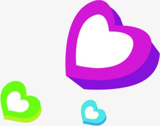 彩色卡通可爱手绘爱心立体免抠