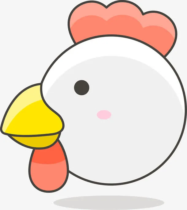 白色卡通公鸡头免抠