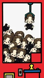 抓娃娃机里的可爱的卡通人物插图免抠