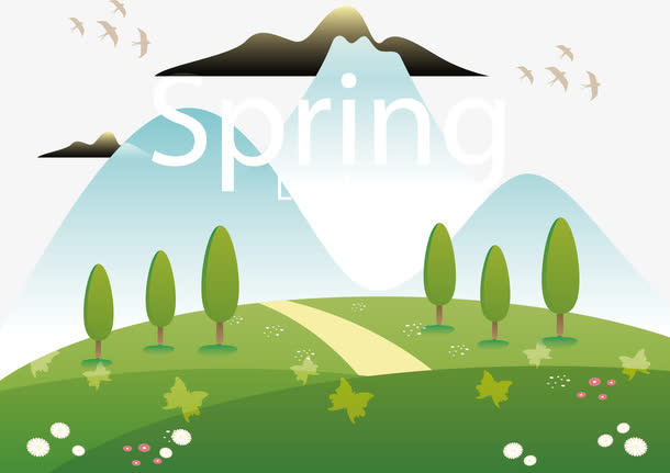 矢量图春天的植物复苏了免抠
