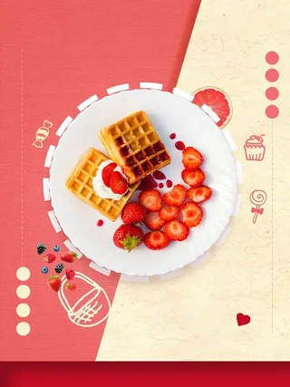 下午茶华夫饼背景素材高清