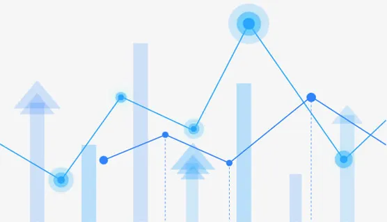 蓝色卡通能源曲线图箭头免抠