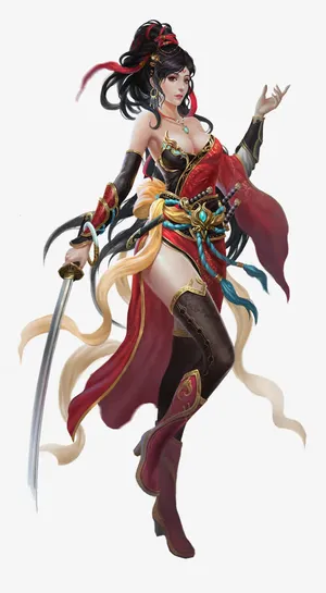 古风玄幻冷艳美女侠客免抠