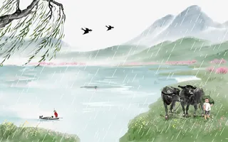 春天燕子柳树水牛手绘人物免抠手绘/卡通手绘元素