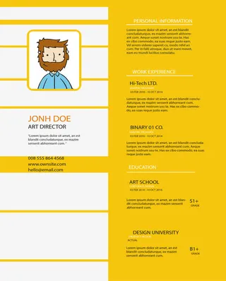 黄色卡通人物简历免抠