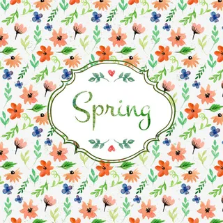 春季水彩花朵无缝背景矢量素材