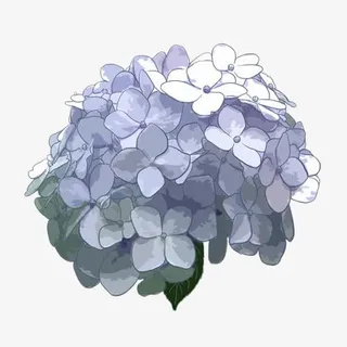 手绘水彩蓝色丁香花球免抠免抠