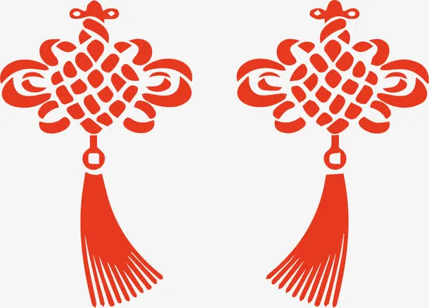 红色手绘中国结图案免抠