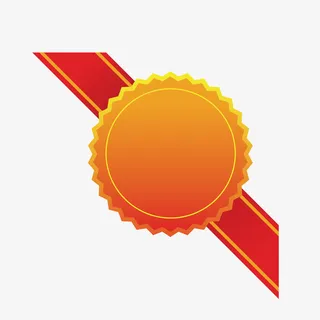 手绘卡通奖牌丝带设计免抠