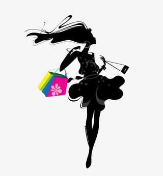 时尚女王卡通剪影免抠