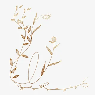 淡雅的花藤边框装饰棕免抠