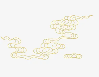 金色线条祥云免抠