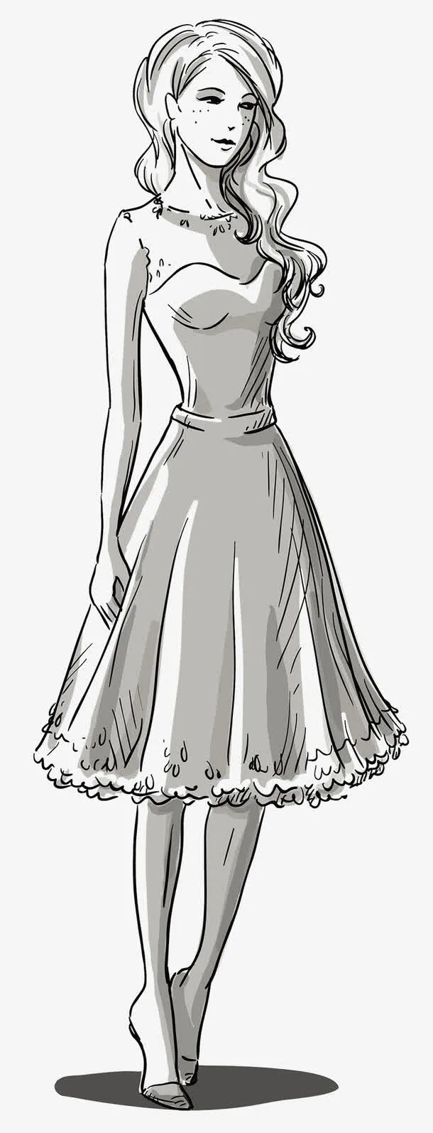 手绘线描模特免抠