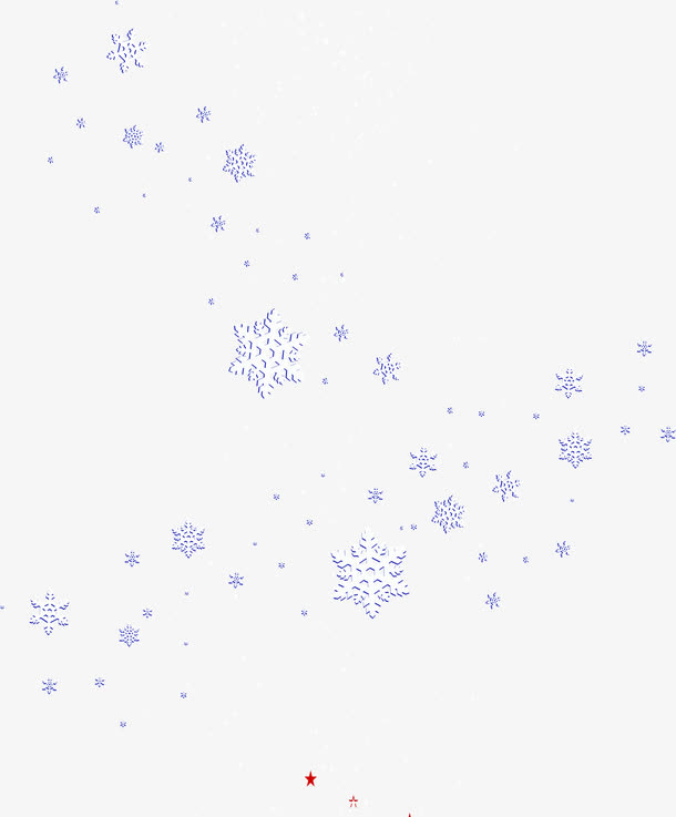 扁平风格手绘合成白色的飘落的雪花免抠