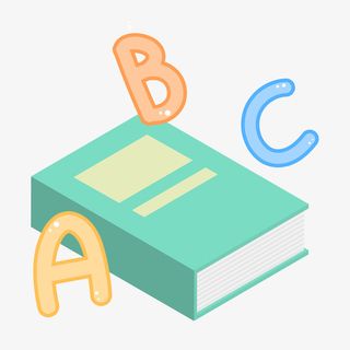 卡通英语书本和英文字母免抠
