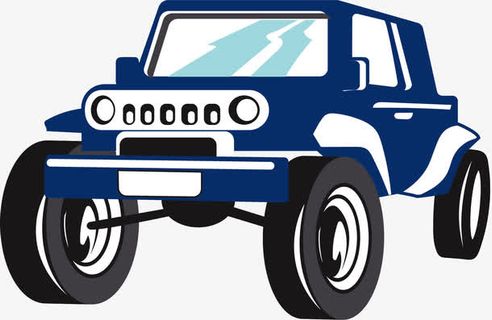 蓝色卡通越野车免抠