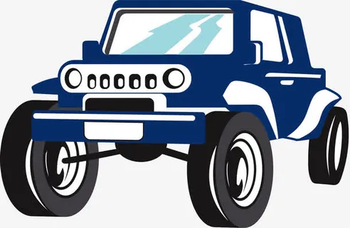 蓝色卡通越野车免抠