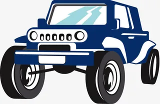 蓝色卡通越野车免抠