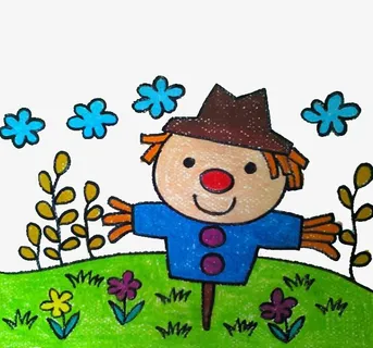小朋友画的稻草人免抠 小朋友画的稻草人免抠