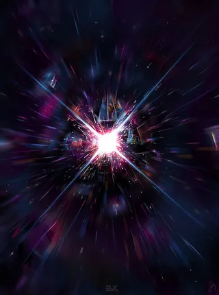 粉蓝色渐变飞扬的光效免抠