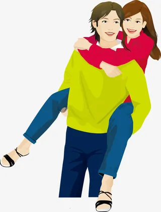 情人节男人背着女人免抠