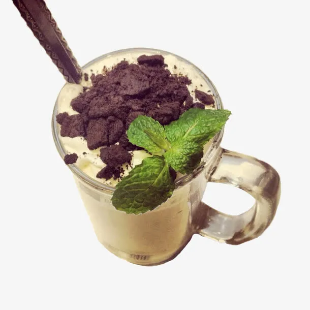 盆栽奶茶俯视实物照片免抠