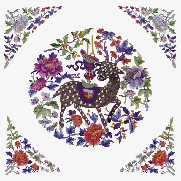 鹿与小花免抠