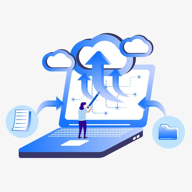 扁平电脑云计算免抠